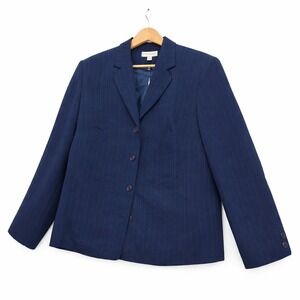 Dress Barn Woman Navy‎ Pinstripe Blazer Jacket 16W  Classic Style Long Sleeve
